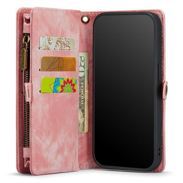 CASEME 008 Series Mobilskal till iPhone 12 mini KonstLäder Magnetisk Rosa