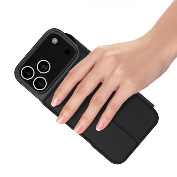 DUX DUCIS Skin Pro iPhone 17 Pro Max Plånboksfodral PU Läder Läder Svart