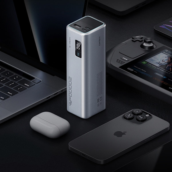 Cuktech Powerbank 20000 mAh 100W 2xUSB-C 1xUSB-A - Grå Grå