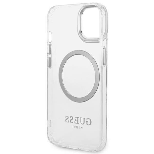 GUESS iPhone 14 Skal Magsafe Metal Outline - Silver Silver