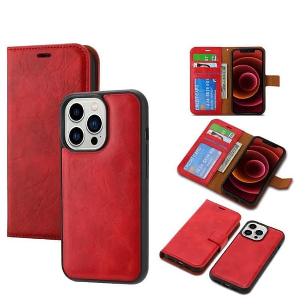 iPhone 15 Pro Plånboksfodral 2-in-1 Detachable - Röd Röd