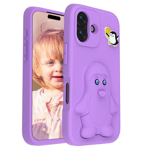 Penguin Mobilskal till iPhone 17 Kickstand Stöttålig EVA - Lila