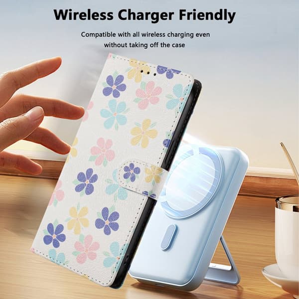 Plånboksfodral för Samsung Galaxy S26 Plus Konstläder - Färgade Blommor