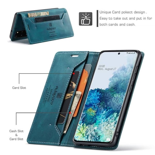 AUTSPACE A01 Plånboksfodral för Samsung Galaxy S20 Plus Konstläder - Blå