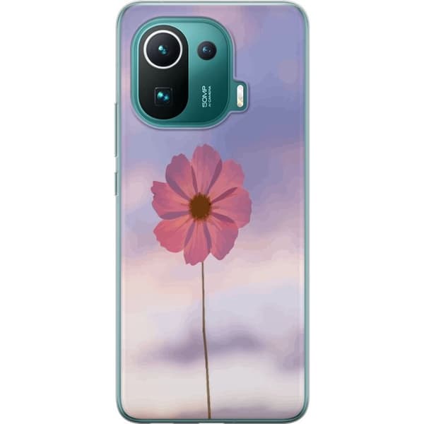 Telefontaske til Xiaomi Mi 11 Pro med lyserød blomst