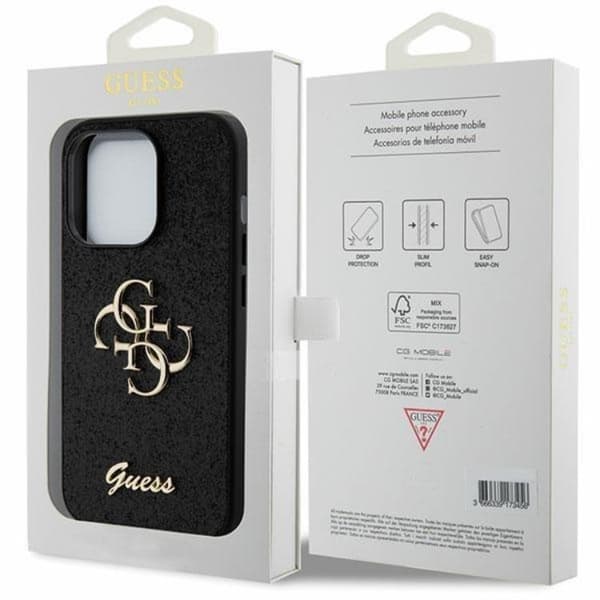 Guess Mobilskal till iPhone 15 Pro Glitter Script Big - Svart Svart