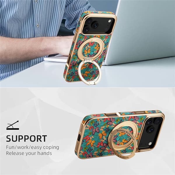Mobilskal till iPhone 17 Pro MagSafe Electroplated Floral A22 - Blå Blå
