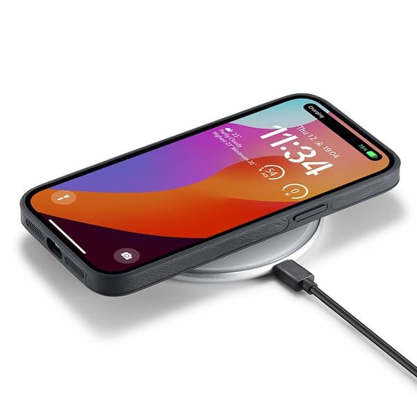 DG.MING Mobilskal till iPhone 15 Logo View Anti-Drop PU Läder - Svart