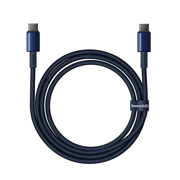 Baseus USB-C till USB-C kabel 100W 1m Tungsten Gold - Marinblå