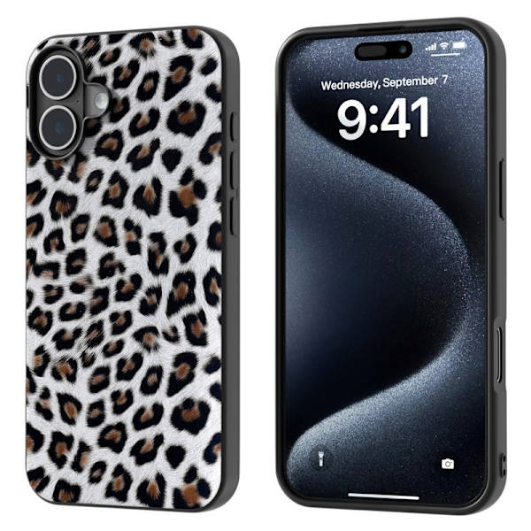 ABEEL Mobilskal till iPhone 16 PU Läder Leopard - Silver