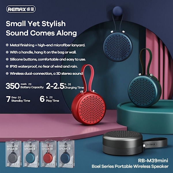 REMAX trådlös högtalare Boel Stereo RB-M39 mini röd