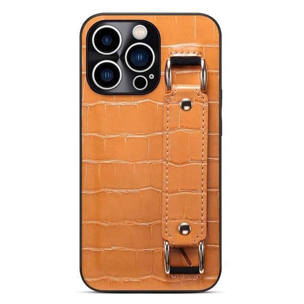 iPhone 14 Pro Cover Kortholder Crocodile - Brun Brun