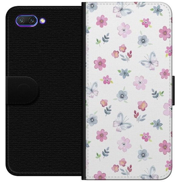 Pung etui til Honor 10 med Blomster og sommerfugle