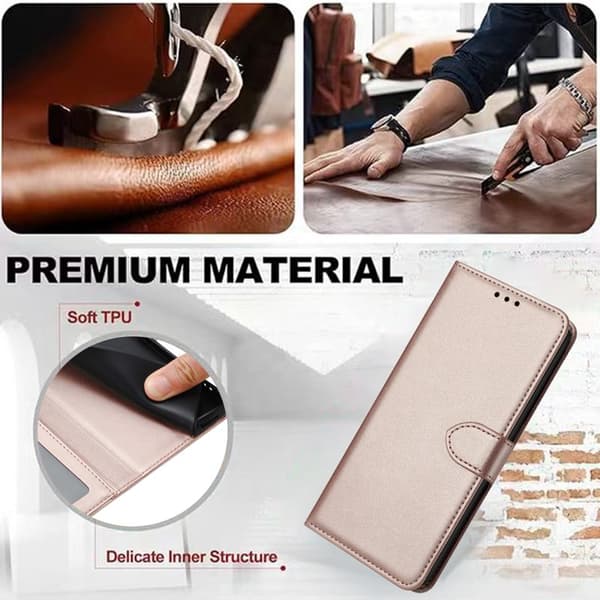 Plånboksfodral för Samsung Galaxy S26 Plus Konstläder med ställ - Roséguld