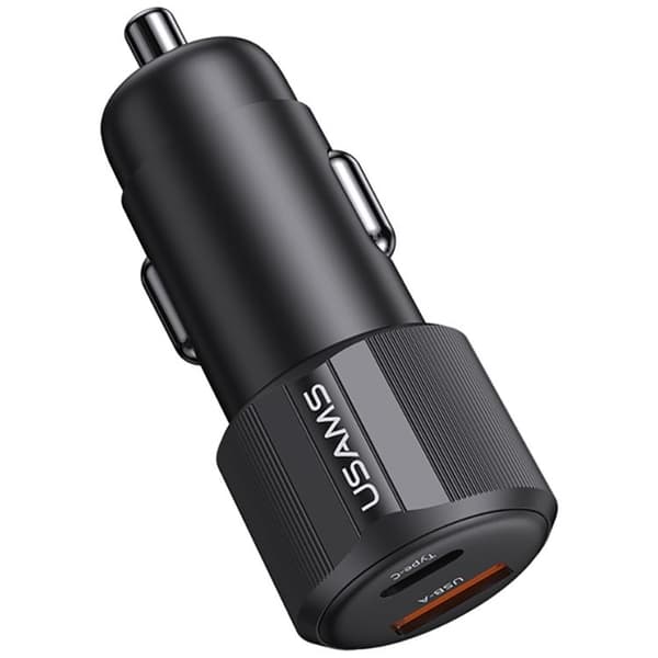 USAMS Billaddare 60W 1xUSB-A 1xUSB-C YT - Svart Svart