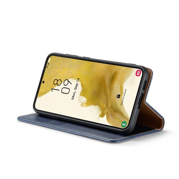 FIERRE SHANN för Samsung Galaxy S24+ Plånboksfodral Konstläder - Blå