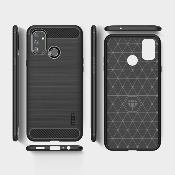 Carbon Fiber Mobilcover til Oneplus Nord N100 - Sort Black