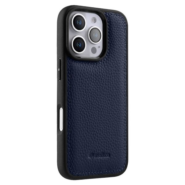 MELKCO Mobilskal till iPhone 16 Pro Max Äkta Läder PC - Blå