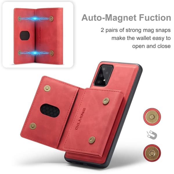 DG.MING 2-in-1 Konstläder Plånboksfodral Samsung Galaxy A53 Röd