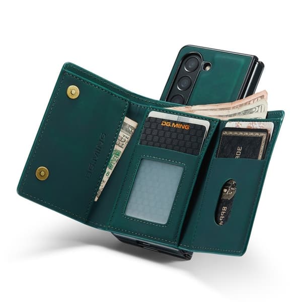 DG.MING Magnetiskt Avtagbart Plånboksfodral Samsung Galaxy Z Fold5 Grön
