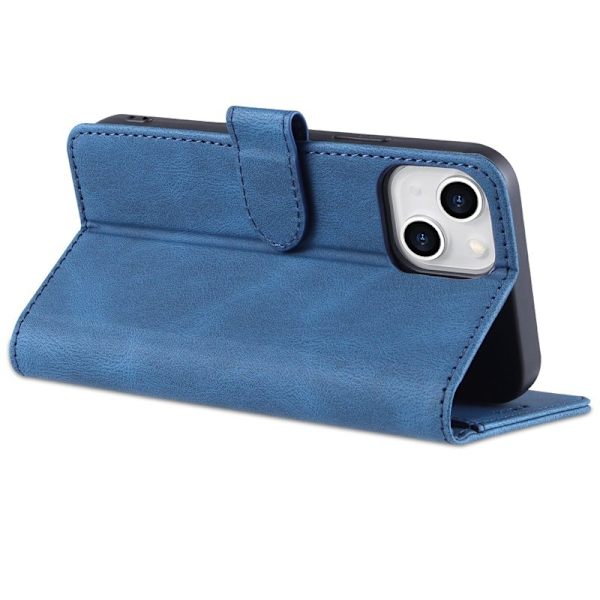 AZNS iPhone 14 Plånboksfodral i Konstläder - Drop-proof - Blå