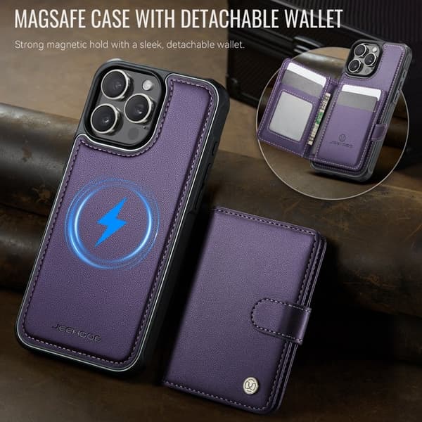 JEEHOOD J09 Mobilskal till iPhone 16 Pro Max Läder MagSafe - Lila