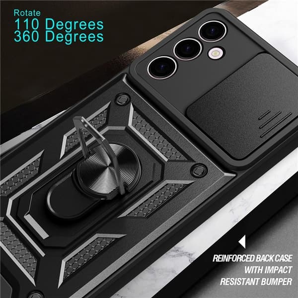 Galaxy A24 4G Mobilcover Ringholder Kickstand - Sort Black