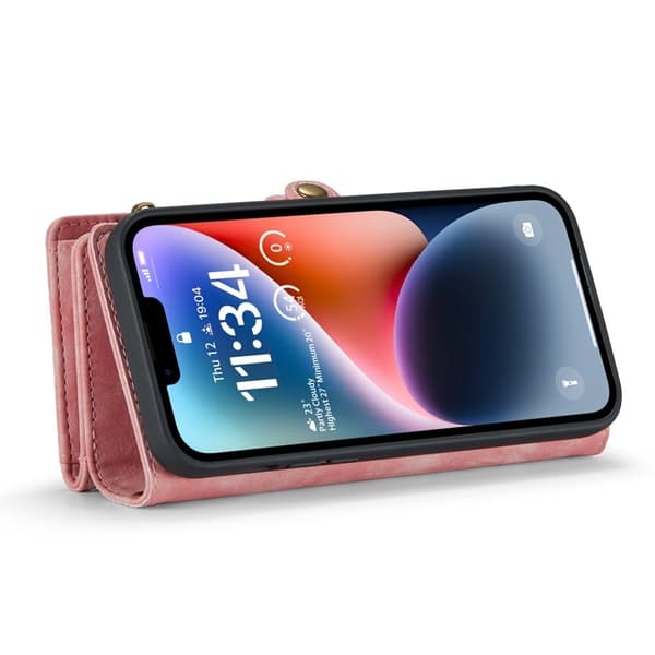 CASEME 008 Series iPhone 13 mini Plånboksfodral 2 i 1 Rosa