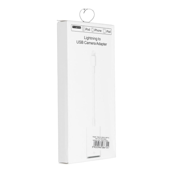 OTG-sovitin USB-A:lle - iPhone Lightning 8-pin valkoinen