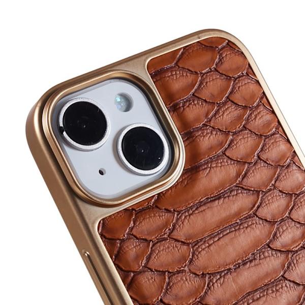 FIERRE SHANN iPhone 14 Plus Plånboksfodral Äkta läder - Brun