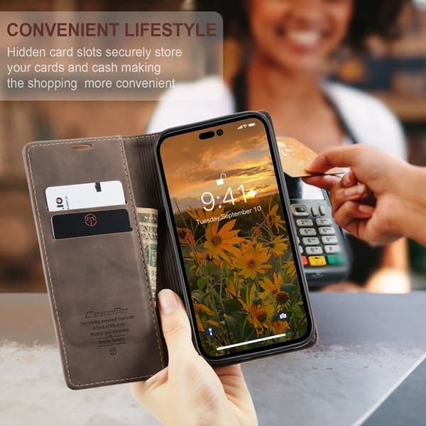 CASEME 013 Flip Wallet Mobilskal till iPhone 14 Pro Max - Brun