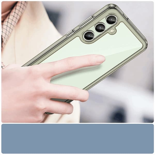 Telefontaske til Galaxy S24 FE ydre rum med ramme - klar sort Transparent
