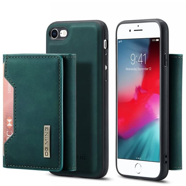 DG.MING Magnetisk Konstläder Plånboksfodral i Grön för iPhone 7/8/SE