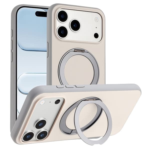 Mobilskal till iPhone 17 Pro MagSafe Rotary Kickstand Skin Touch - Grå Grå
