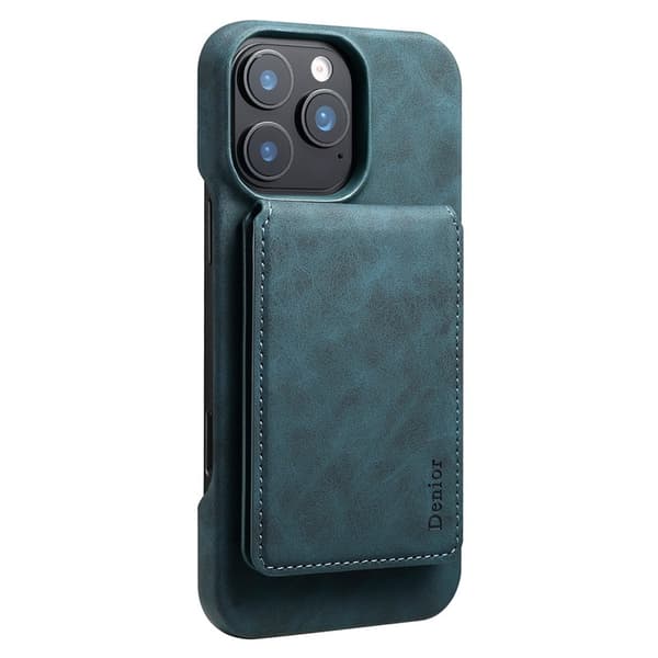 DENIOR D28 Mobilskal till iPhone 16 Pro Max Äkta Läder Blå
