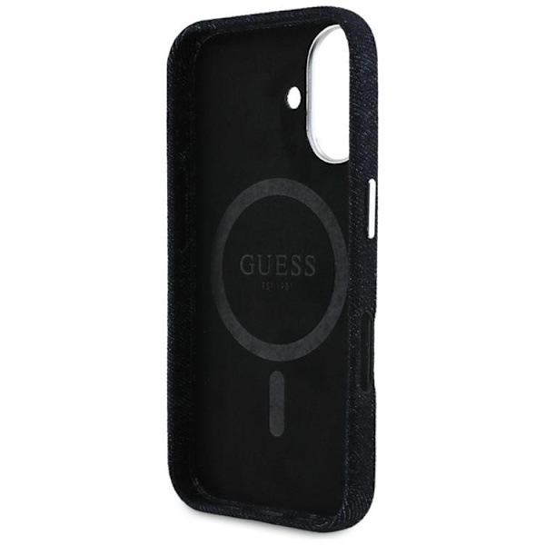 Guess Telefontaske til iPhone 16 MagSafe Denim Triangle Logo - Sort
