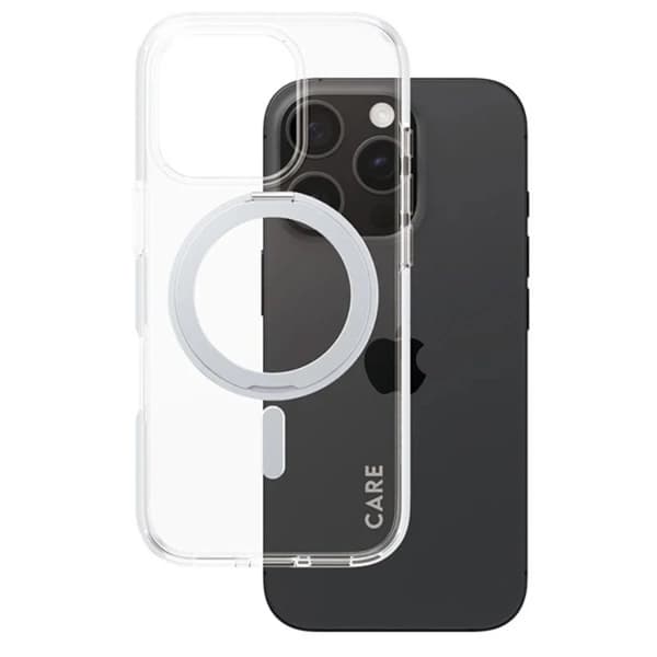 CARE By PanzerGlass Telefontaske til iPhone 16 Pro MagSafe Kickstand - Sølv Silver