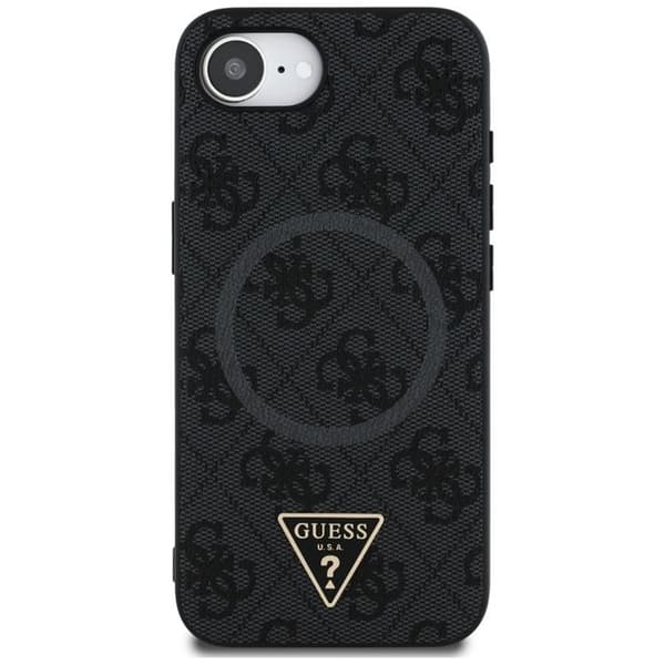 Guess Mobilskal till iPhone 16e MagSafe 4G Ring Triangle Logo Svart
