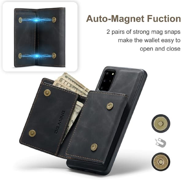 DG.MING Magnetiskt Plånboksfodral för Samsung Galaxy S20 Plus - Svart