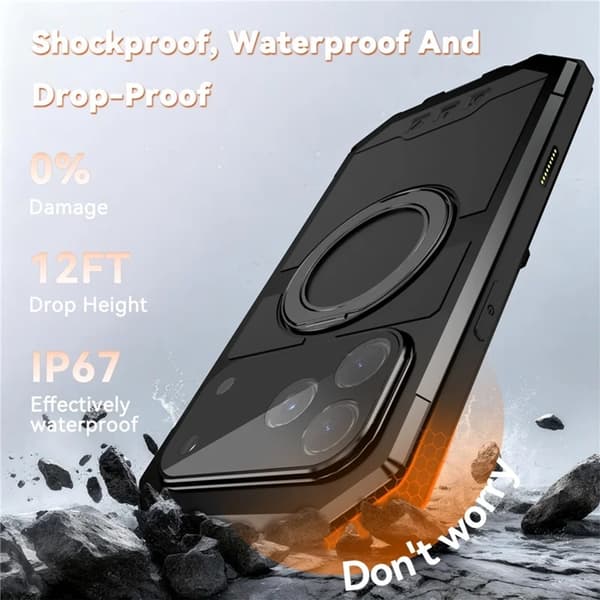 R-JUST Mobilskal till iPhone 17 Pro Max Magsafe Kickstand Svart