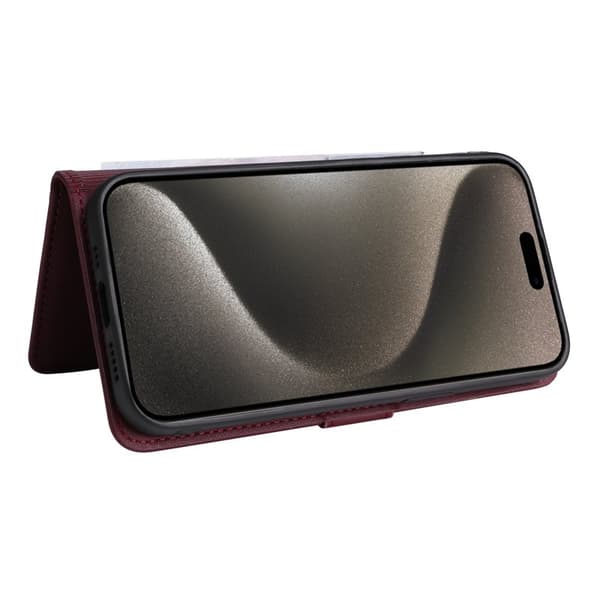 BETOPNICE iPhone 15 Pro Max Plånboksfodral - Detachable Konstläder- Vinröd