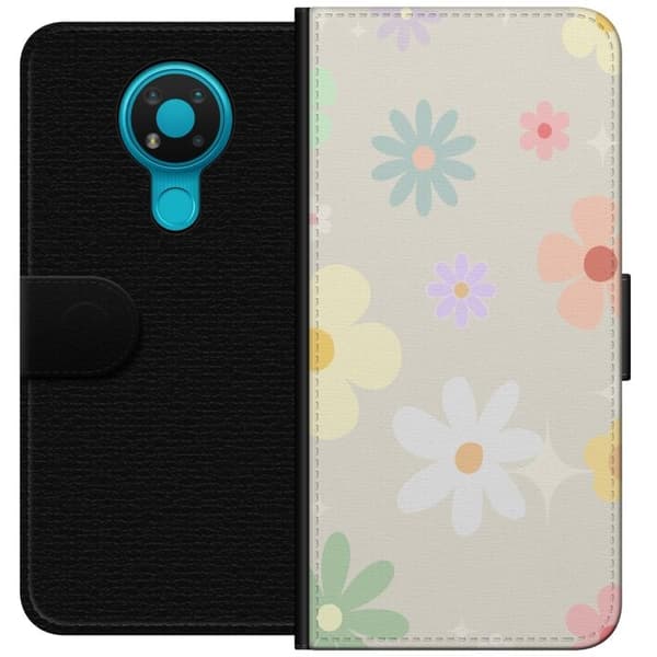Pung etui til Nokia 3.4 med falmende blomster