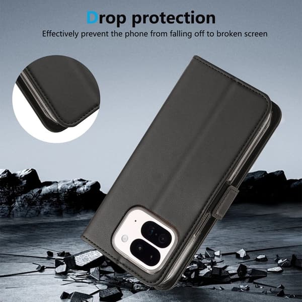 ABEEL Style A02 Konstläder Plånboksfodral för Google Pixel 9 Pro - Svart