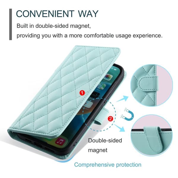 Plånboksfodral för Samsung Galaxy S26 Plus Konstläder med axelrem - Mintgrön
