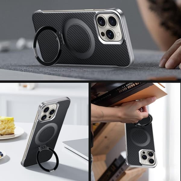 SULADA Mobilskal till iPhone 15 Pro Max MagSafe Kickstand PU PC Lila