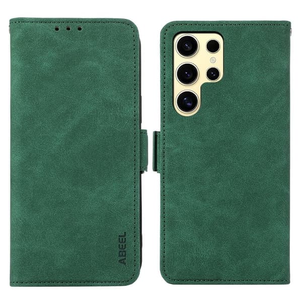 ABEEL Samsung Galaxy S22 Ultra 5G Plånboksfodral Konstläder RFID Grön