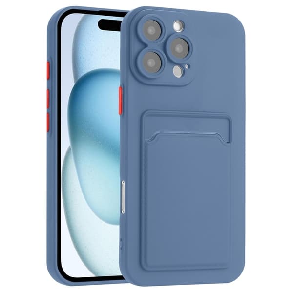 Mobilskal till iPhone 16 Pro Max Korthållare TPU - Gråblå Blå