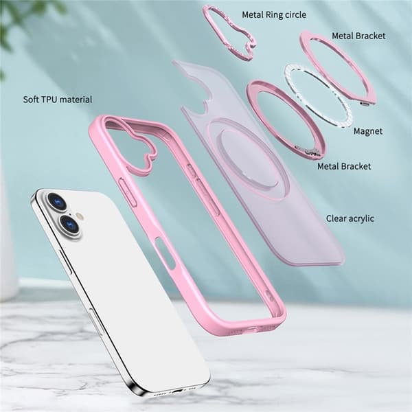 Mobilskal till iPhone 17 MagSafe TPU + Acrylic Kickstand - Rosa Rosa