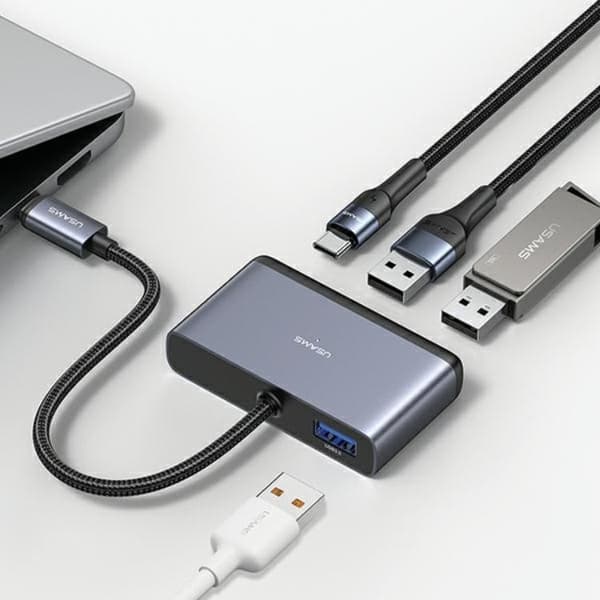 USAMS 4in1 Adapter Hubb USB-C 2xUSB 2.0. USB 3.0 - Grå Grå