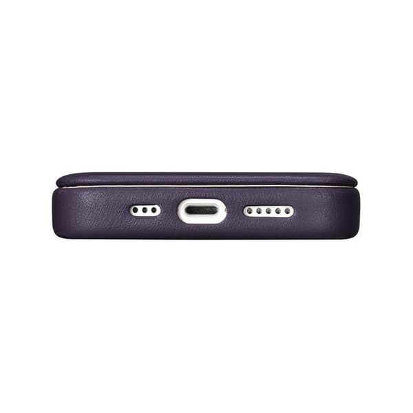 iCarer iPhone 14 Plus Plånboksfodral Magsafe CE Läder - Morklila Lila